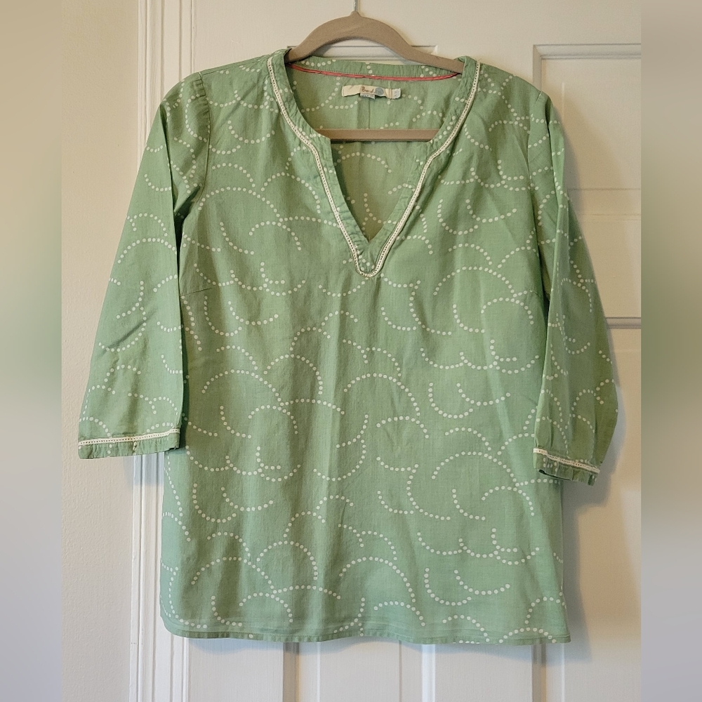 Boden Mint Green Tunic with White Dots